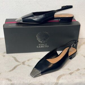 Vince Camuto Sellyn Cap Toe Slingback Flats Leather Size 5.5